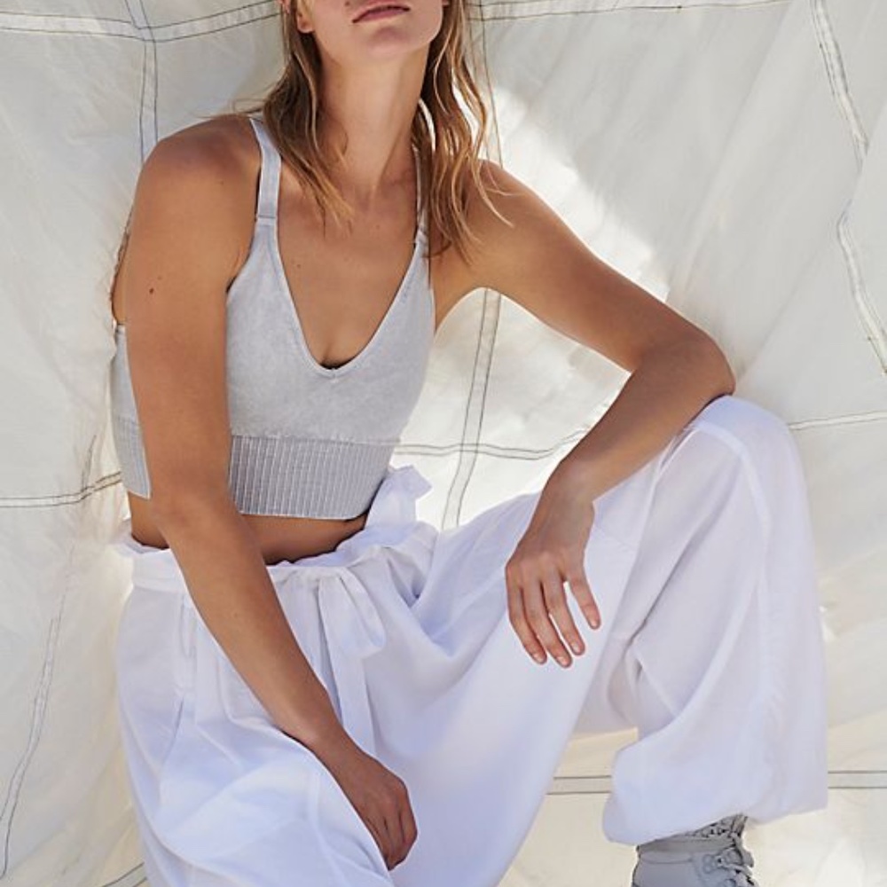 Free People Good Karma Crop top Ice Gray New